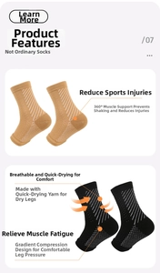 Detail of compression ankle sleeves featuring shock absorption and muscle stability design