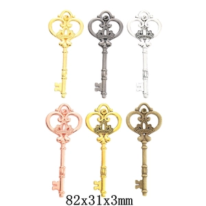 Vintage Crown Key Pendants Alloy Hollow Charms For DIY Jewelry Making Retro Electroplated Accessories