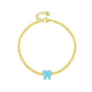 Bracciale da Donna in Acciaio Inossidabile con Pendente a Forma di Dente Catena a Sfere Regolabile Minimalista Oro Argento Oro Rosa Gioielli