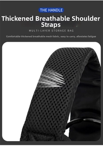Close-up of thickened breathable mesh shoulder strap on durable Oxford crossbody bag