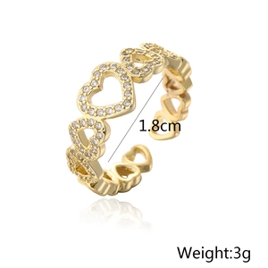 Detailed view of 18K gold plated hollow heart ring with weight and size specifications