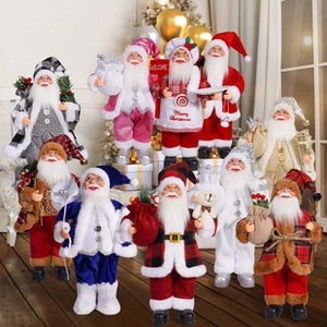 Detailed group of festive Santa Claus gnomes in various colorful knitted hats and outfits