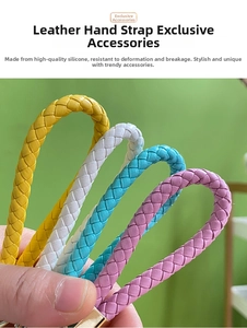 Close-up of colorful braided silicone keychains with durable metal clasps in four colors