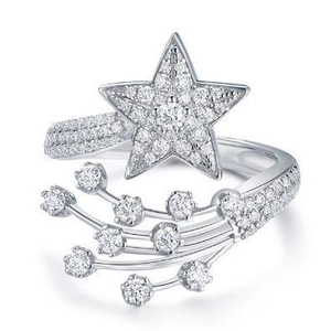 S925 sterling silver moissanite star ring with a brilliant comet tail design for women