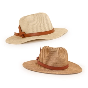 Chapeaux de paille d'été classiques pour hommes et femmes avec bande en cuir nouée