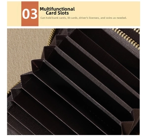 Detail view of multi-slot card holder organizer with cross-grain texture and accordion design