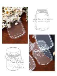 Macro shot of PET transparent bottle stickers with white ink printing for DIY crafts