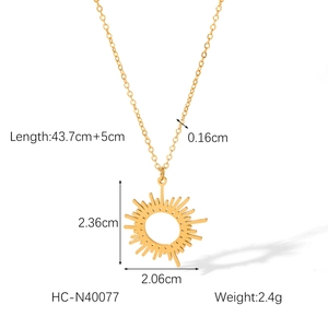 Detailed size chart of the gold sunflower starburst pendant necklace for women