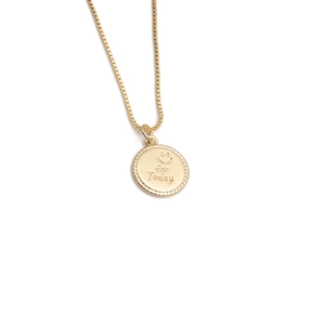 Minimalist gold plated smiling face pendant necklace with for Today engraved on a box chain