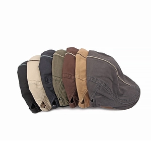 Flat cap collection showing multiple colors in cotton twill fabric for a retro classic look