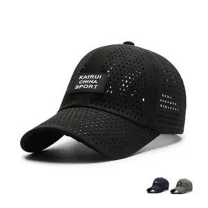 Quick Drying Laser Perforated Mesh Baseball Cap Breathable Outdoor Sports Sun Protection Adjustable Hat With Patch