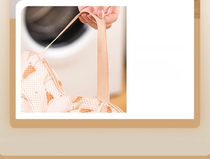 Detail of tulip laundry bag showing the widened handle for easy hanging and drying