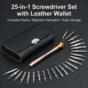 S2 Alloy Tool Steel Precision Screwdriver Set Manual Dismantling Repair Tools With Leather Case Magnetic Metal Bits
