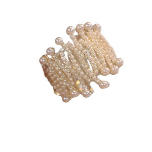 Elegant multi-layer white pearl ponytail hair claw for women summer hair styling