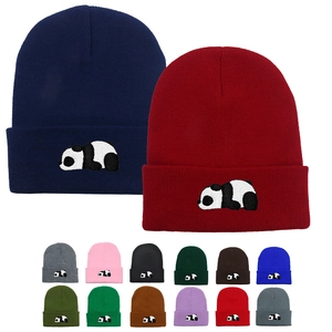 Süße Panda Stickerei Strickmütze Für Damen Herren Winter Warm Weich Polyacryl Slouchy Ski Skull Cap Mode Accessoire Täglich