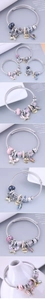 Close-up of adjustable stainless steel bracelet with butterfly charms and love pendant