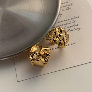 Bagues Ouvertes Réglables Texture Lave Irrégulière Cuivre Plaqué Or Bijoux Mode Style Métal Liquide Minimaliste Pour Femmes