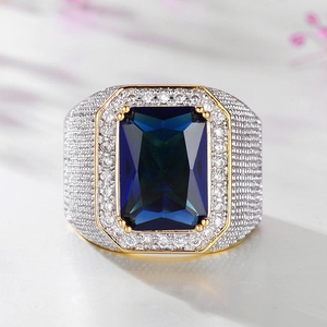 Anello Da Uomo Zirconia Quadrata Rame Hip Hop Iced Out Sigillo Retrò Gioielli Di Lusso Per Uomo