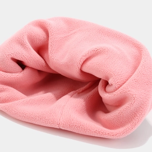 Kids warm pink fleece hat scarf and gloves set with soft thermal lining for winter