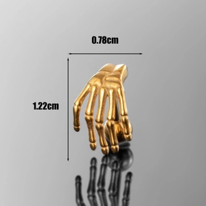 Gothic skull claw ear stud in vintage gold finish with 1.22cm height and 0.78cm width
