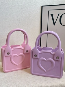 Pink and purple EVA mini tote bags featuring 3D heart embossed patterns for summer