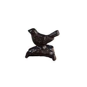 Vintage cast iron bird figurine home decor with rustic dark brown metallic finish