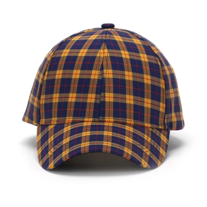 Classic checkered tartan baseball cap in yellow and blue with a pre-curved brim for unisex