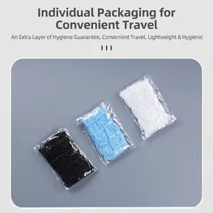 Three-color thick non-woven disposable headbands in individual packaging for spa and salon