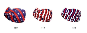 Detailed knit texture of Independence Day headbands with stars and stripes patterns