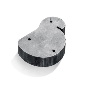 Macro detail of brushed stainless steel metal tool for DIY C-shape bracelet molding
