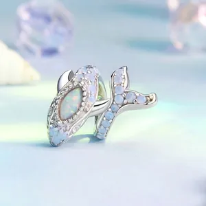 925 sterling silver blue opal whale charm bead for ocean themed charm bracelets