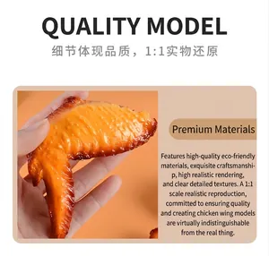 Vista macro di un modello realistico di ala di pollo arrosto 1:1 con texture oleosa