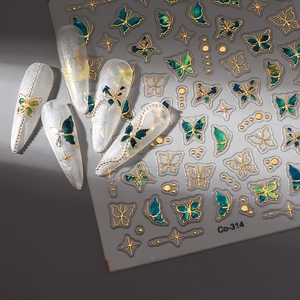 Butterfly Nail Art Stickers Relief Embossed Gold Silver Foil Self Adhesive Waterproof DIY Manicure French Style For Women