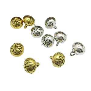 DIY flower pattern metal bells in antique gold and silver finish for jewelry making