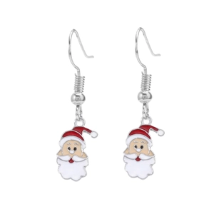 Christmas Santa Claus drop earrings with red enamel finish and silver hooks