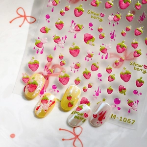 3D cute strawberry nail stickers M-1067 for children with floral decorative patterns