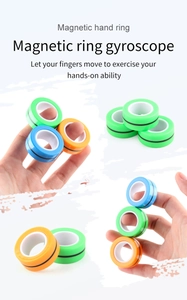Three-color magnetic hand rings in green, blue, and orange for finger stress relief toy