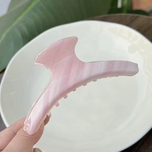 Pink marble acetate hair claw clip for women, elegant large shark clip hair accessory