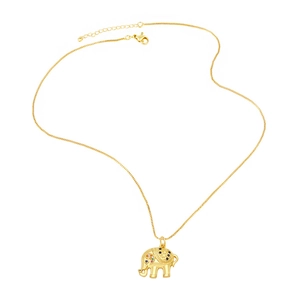 Golden elephant pendant necklace featuring colorful cubic zirconia on a minimalist thin chain