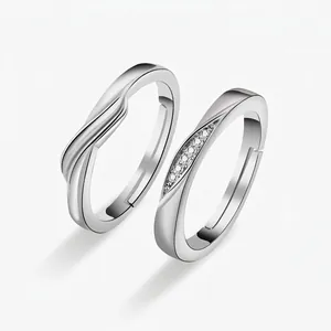 Twisted Moebius Couple Rings Copper Adjustable Open Finger Ring Zirconia Inlaid Minimalist Jewelry For Men And Women