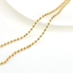 Adjustable golden copper ball chain necklace with polished 3mm-6mm geometric beads