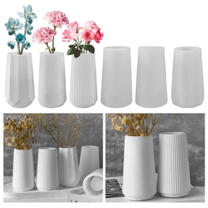Detailed comparison of white faceted, cylindrical and striped resin vases for DIY crafts