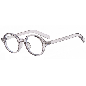 Minimalist round grey transparent glasses frames with anti-blue light clear lenses
