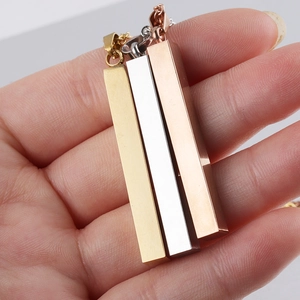 Minimalist stainless steel bar necklace in gold, silver and rose gold mirror finish