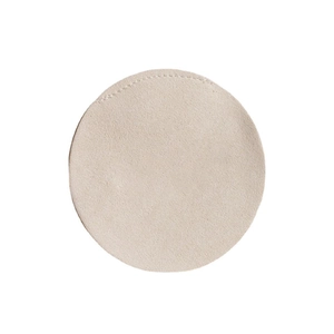 Premium beige round microfiber jewelry envelope pouch with soft suede texture