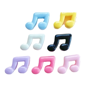Mini glossy musical note resin charms in seven vibrant colors for DIY crafts and accessories