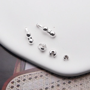 Polierte S925 Sterlingsilber Quetschperlen-Abdeckungen für DIY-Schmuckherstellung