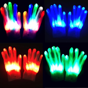 Detail showing four LED lighting modes in blue, red, green and multicolor glow effects