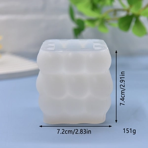 3D cube bubble silicone mold for DIY cake and candle making with 7.2x7.4cm dimensions