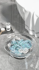 Detailed view of extra large thick transparent washbasin for laundry and household use